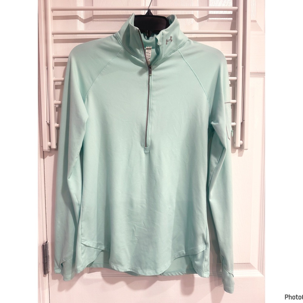 Under Armour Dry-Fit Long Sleeve 1/2 Zip Mint Workout Running Pullover Top Med